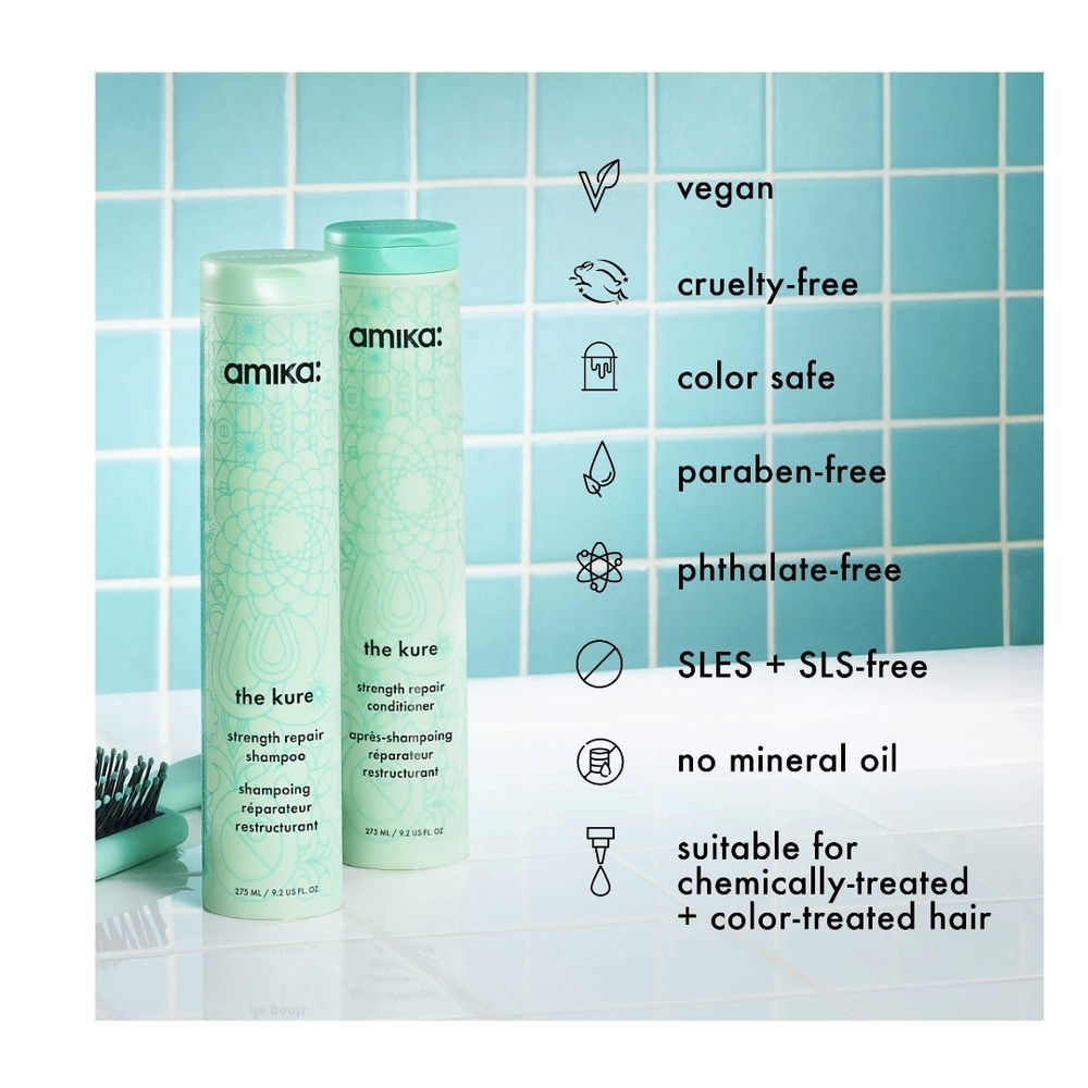 Amika The Kure Strength Repair Duo Shampoo & Conditioner - Green - Picture 2 of 4